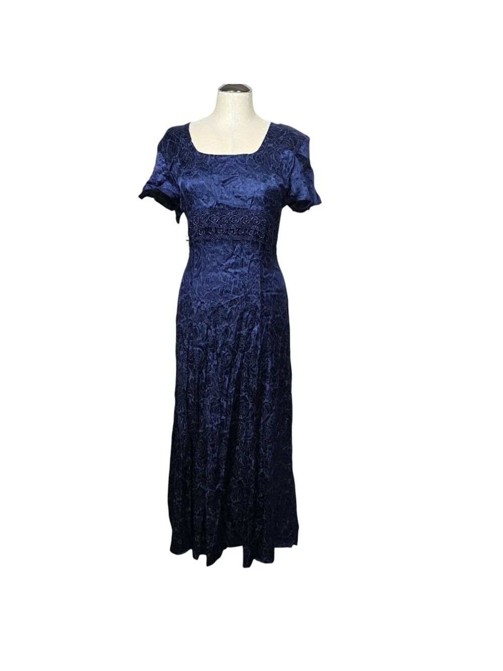NWT Jody California Navy Blue Floral Short Sleeves Vintage Dress Juniors 13